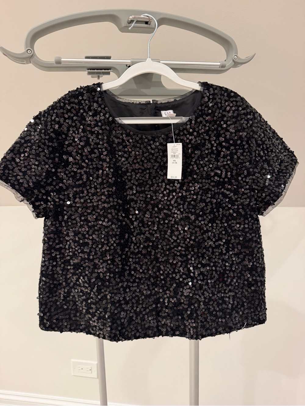 GAP Girls Black Sequin Short Sleeve Top